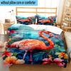 Flamingo In Tropical Paradise 3pcs Bedding,Including 1pc Duvet Cover And 2pcs Pillowcases Perfect for Christmas,Ideal for Bedroom, Dormitory