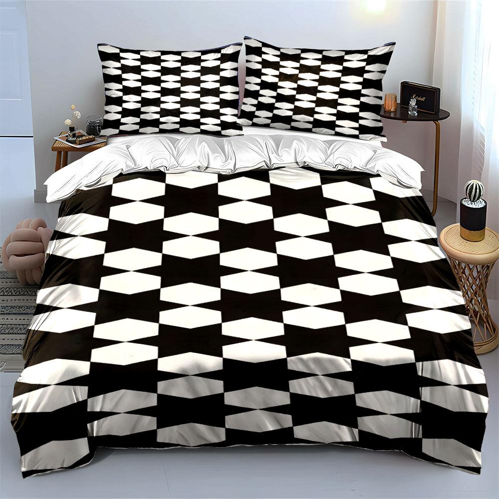 "Bold Geometric Illusions Unfold." Bedding Sets Duvet Covers Pillowcases(1* Duvet Cover 2* Pillowcases Without Duvet Insert)