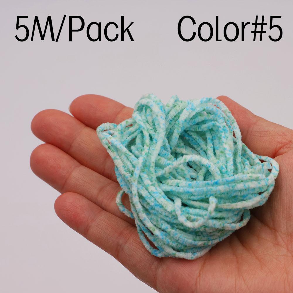 2.5mm Rayon Chenille Yarn for Fly Tying - 5M Multi-Color Soft Chenille Fiber for Woolly Bugger, Leech, Streamer Flies Making (5 Colors Optional)