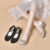Round Head Single Shoes Women's Spring and Summer New Buckle Mary Jane Shoes Mesh Yarn Hot Drill Breathable Shallow Mouth