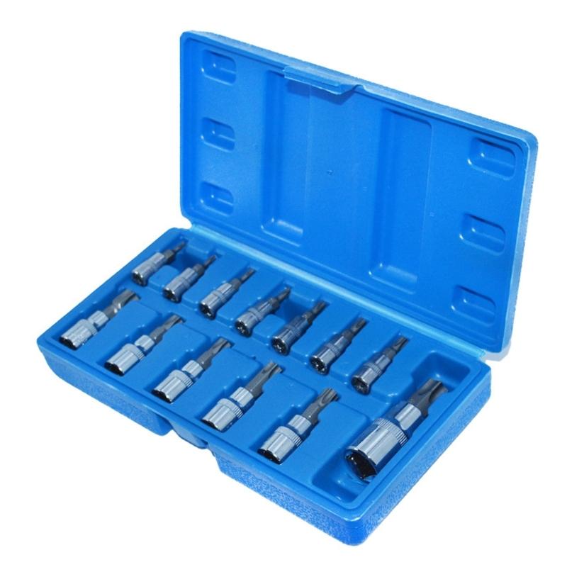 13Piece T8 To T60 Socket Wrench Bit Kit for Professional Mechanics DIY Home Improvement Projects 1/4in 3/8in 1/2inch