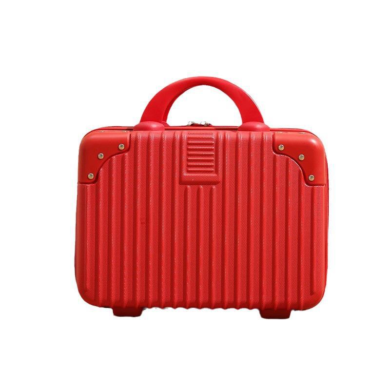 14" Red Bridal Cosmetic Suitcase - Portable Wedding Dowry Bag for Women