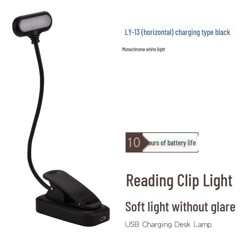 USB Charging LED Desk Lamp with Eye Protection & Flexible Hose Clip for Dorms and Bedside Use