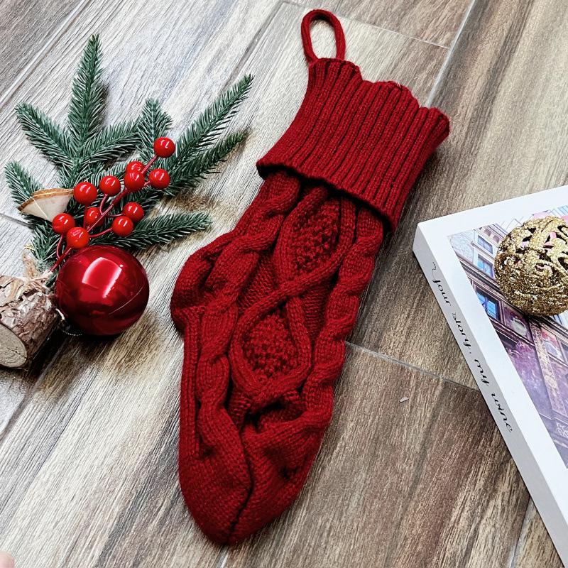 37CM Knitted Wool Christmas Stockings - Diamond & Candy Gift Bags, Small Hanging Ornaments