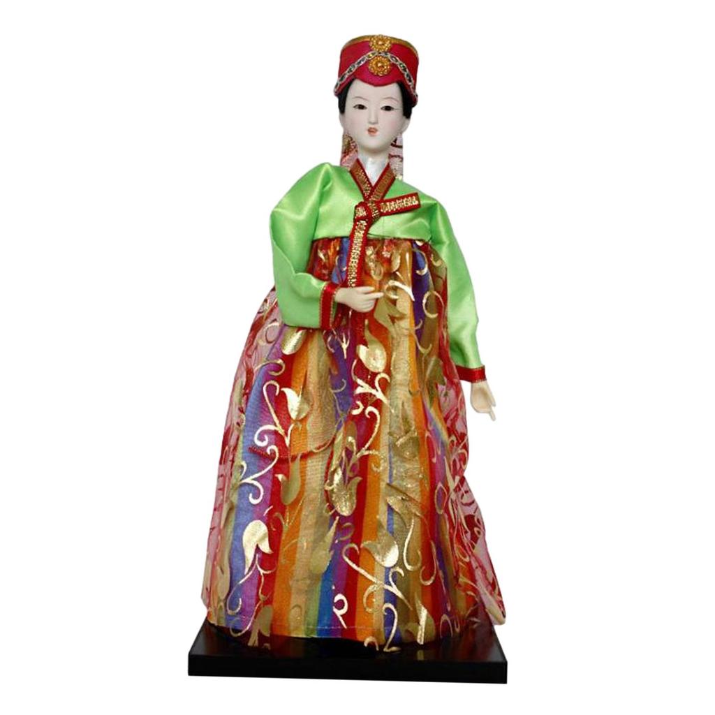 Hanbok Doll Mini Portable Korean Geisha Doll Traditional Handicraft for Birthday Presents Store Tabletop Household Bookshelf