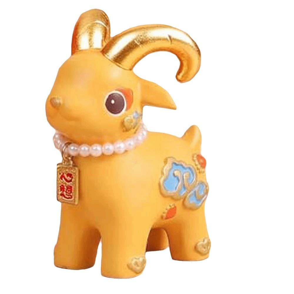 Vibrant Colors Miniature Sheep Figurine Golden Horns Zodiac Animal Statue Culture Collectors