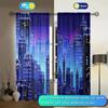 Neon City Printed Curtain for Home Decor - Rod Pocket Window Treatment for Bedroom, Kitchen, Living Room