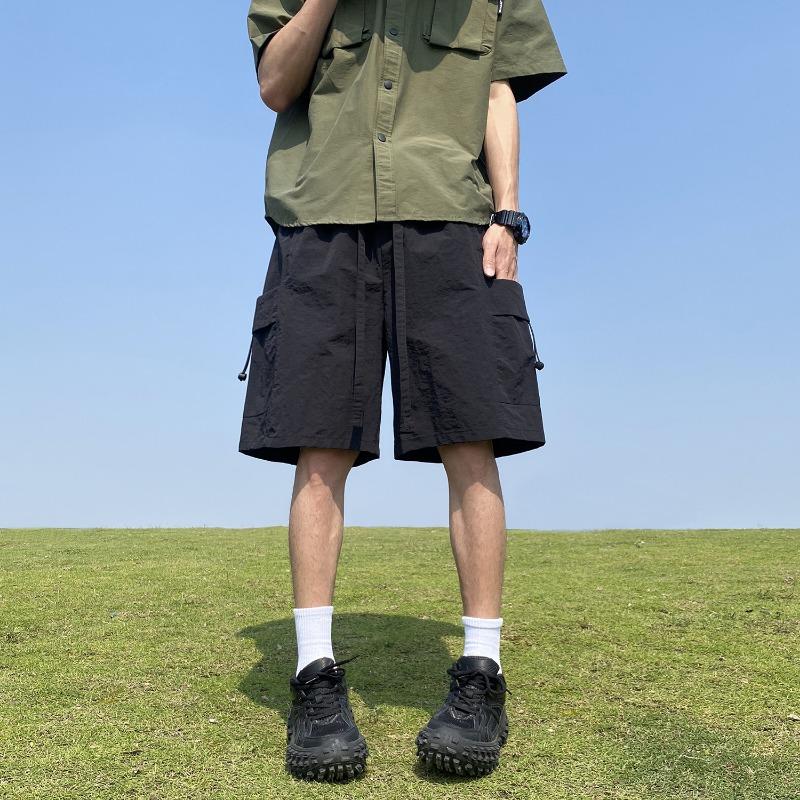Men Elastic Drawstring Waist Side Toggle Cargo Knee Length Casual Shorts S