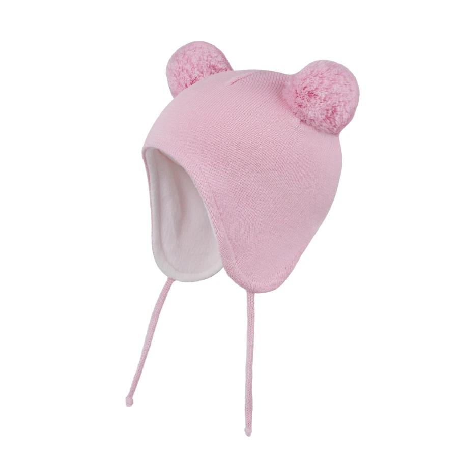 

Cute Pom Pom Babys Winter Hat Infant Earflap Knit Warm Cap for Boys Girls Toddler Kids Fleece Lined Beanie M(6-12M) светло-розовый