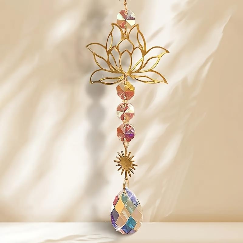 

Crystal Prism Lotus Sun Catcher, Metal Hanging Ornament for Home Window Decoration, Perfect Gift for Holidays & Birthdays S