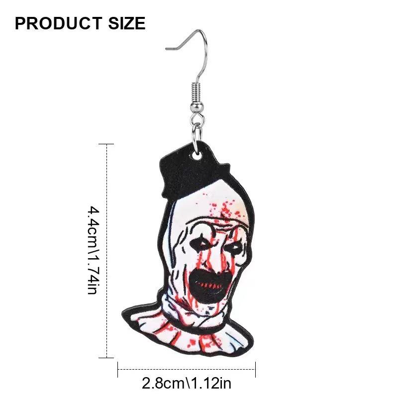 Halloween Bloody Clown Earrings: Spooky Acrylic Jewelry for Ghost Festival