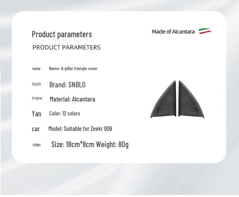 Zeekr 009 Alcantara Suede A-Pillar Triangle Cover - Car Decoration & Protective Accessories