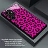 Pink black leopard print glass phone case suitable for Samsung Galaxy S26 S25 S24 S23 S22 S21 S20 FE/Ultra/Plus anti drop