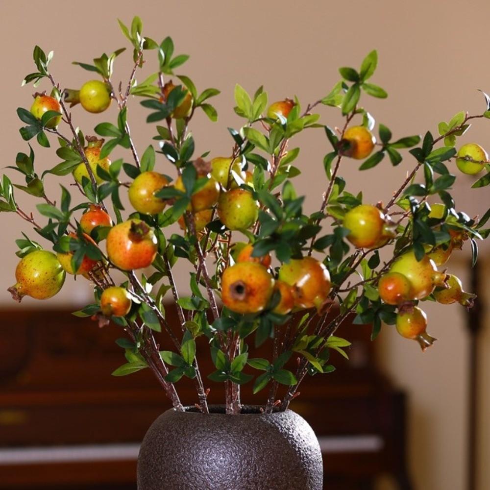 Plastic Artificial Pomegranate Branches 6-Fruit Simulation Foam Fruit Tree Indoor Outdoor