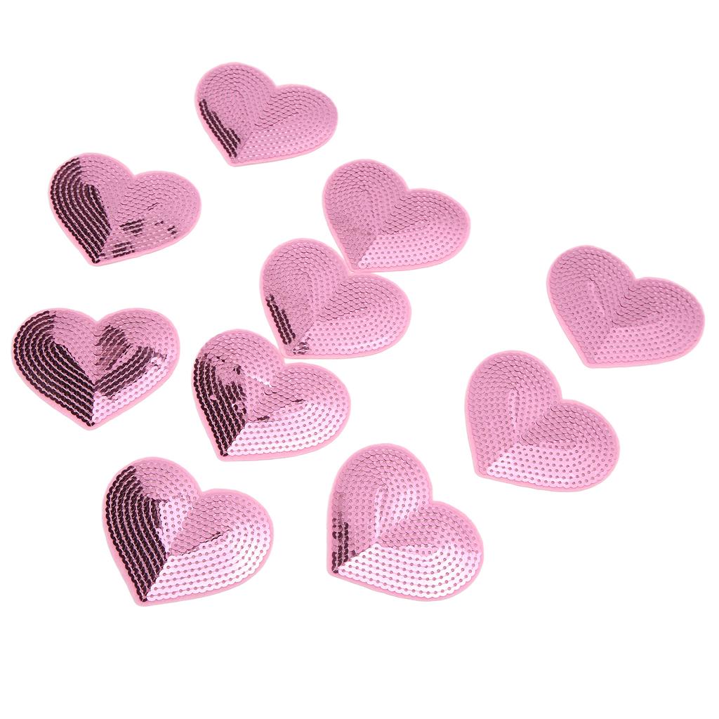 10Pcs Iron On Patches Pink Heart Lightweight Durable Cotton Wide Application Iron Patches for Shirt Jean Jacket