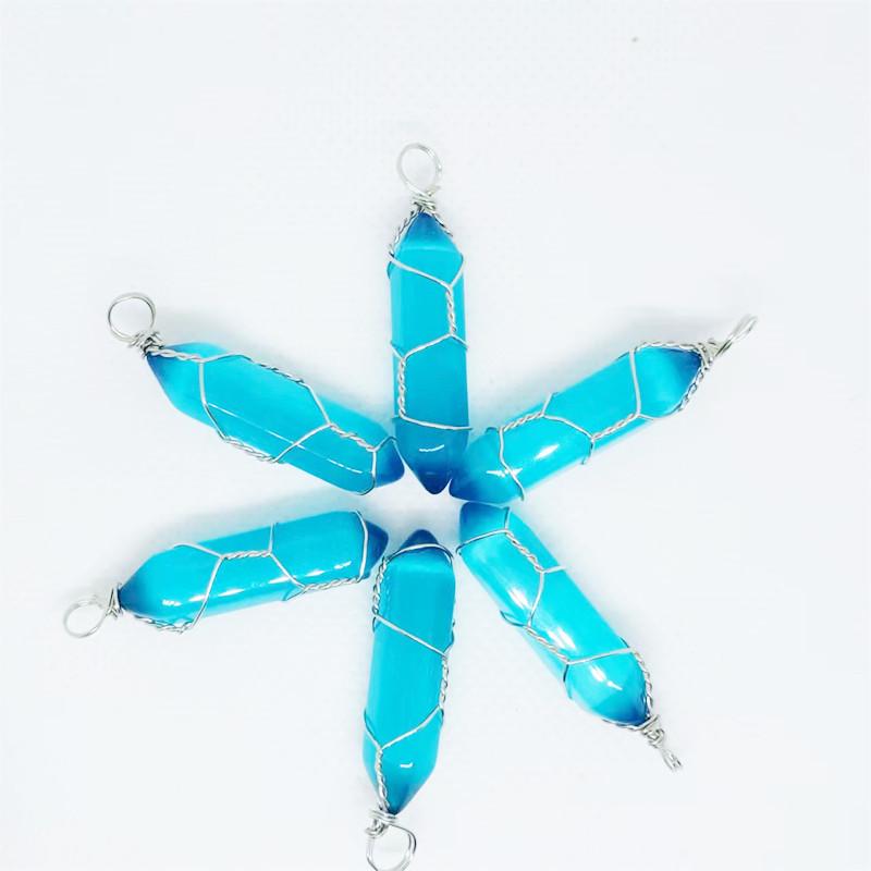 Hexagonal Double-Ended Crystal Pendant DIY Jewelry Accessory