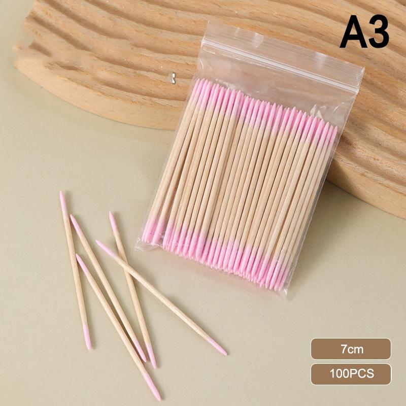 100Pcs Micro Wood Cotton Swab Eyelash Extension Tools Tatoo Microblading Cleaning Wooden Sticks Cosmetic Cotton Brush Buds Tip