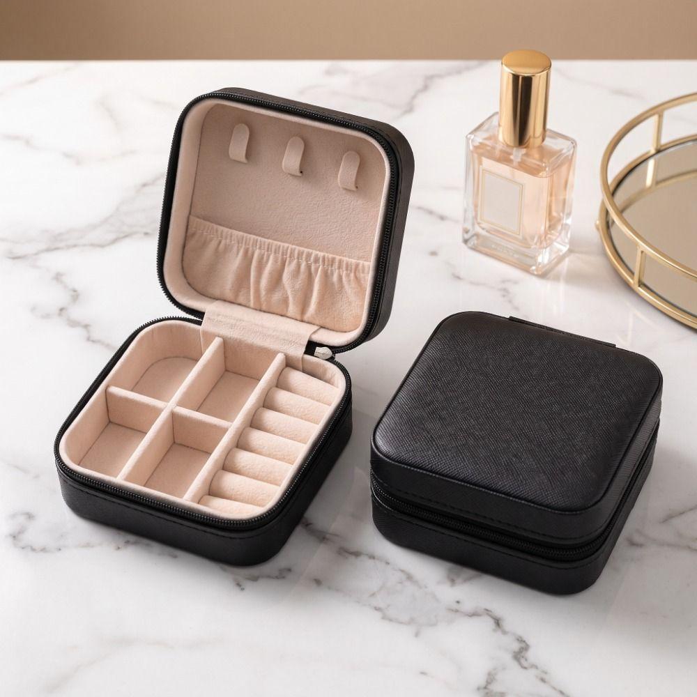 PU Leather Jewelry Organizer Box Square Jewelry Display Box Durable Jewelry Storage Box Girls
