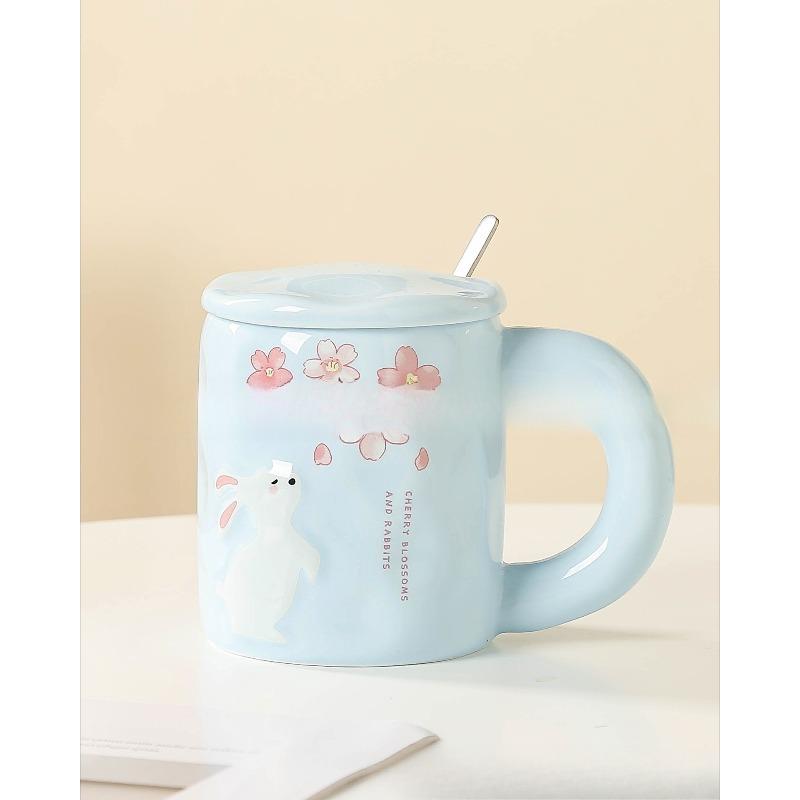 Zaječí hrnky  Roztomilé hrnky Domácí sklenice na vodu  Vysoká úroveň vzhledu Hrnky na kávu Ins Dívčí kancelářské snídaňové hrnky