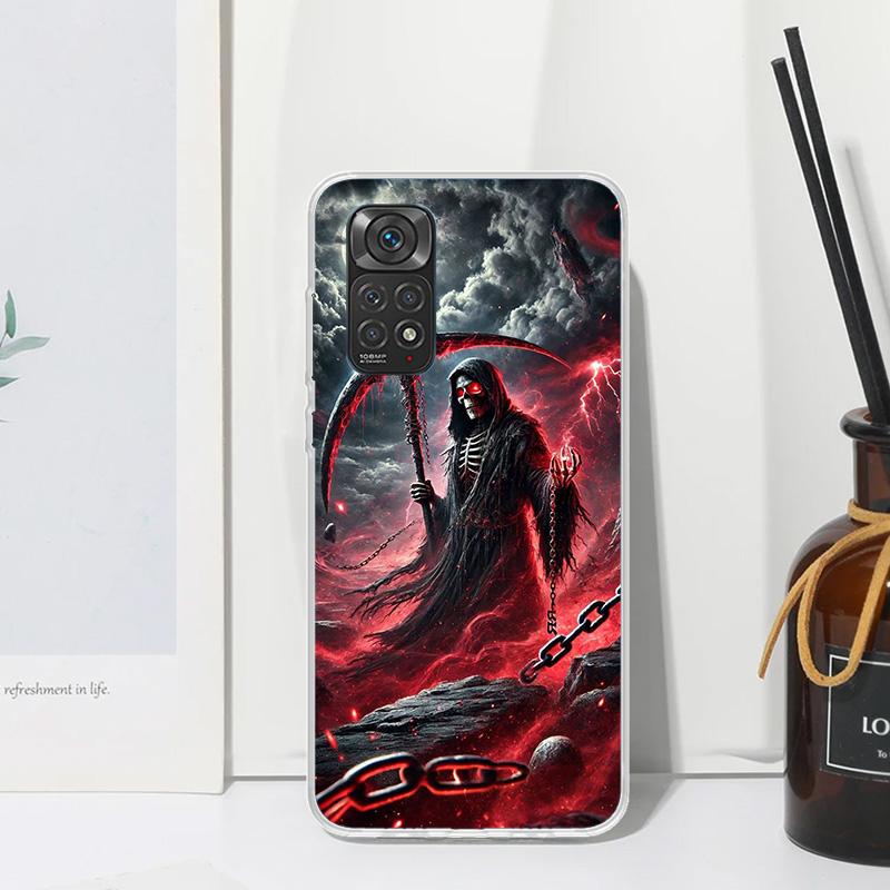 Death Grim Reaper Skull Scythe Phone Case For Xiaomi Redmi Note 15 13 14S 14 Pro Plus 12S 11S 10S 12 11E 10 11T Art Fundas Back