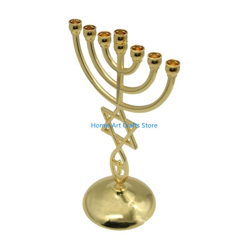 Y3NA 12 Tribes of Israel Menorah Jerusalem Candlestick 7 Branch Je Holder CN