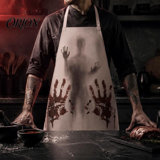 Creepy Butcher Apron Halloween with Realistic Blood Stain, Washable Protective Work Apron, Novelty Barbecue Horror Costume Prop for Cosplay
