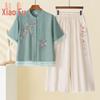 Women's Mid-Aged Casual Short-Sleeve Chinese Style Two-Piece Set