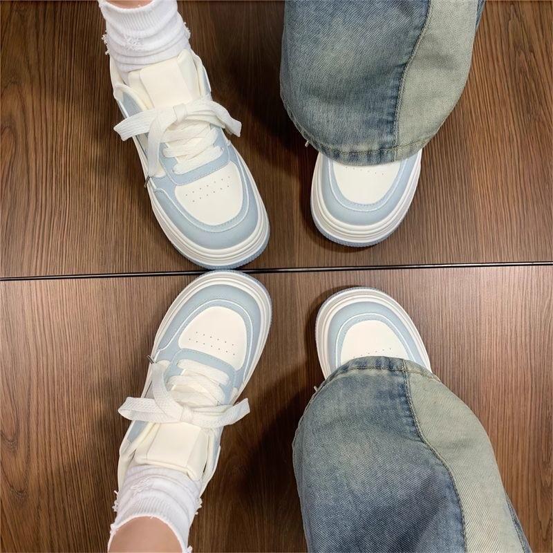 

New Spring Women Breathable Sneakers Cute Pink Graffit Shoes Thick Heel Sneakers Casual Running Platform Lolita Sports Shoes 35 синий