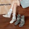 2025 Spring New Leather Platform Martin Boots Women's British Style Retro Short Lace-up Single Boots Versatile Casual Women's Shoes