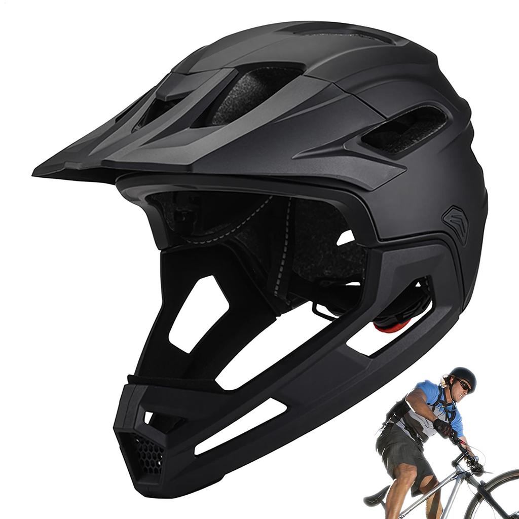 Adult Full Face Bike Helmet Mountain Bike Helmet BMXDirtbike Skateboard With Detachable Chin Guard Safety Head Protection