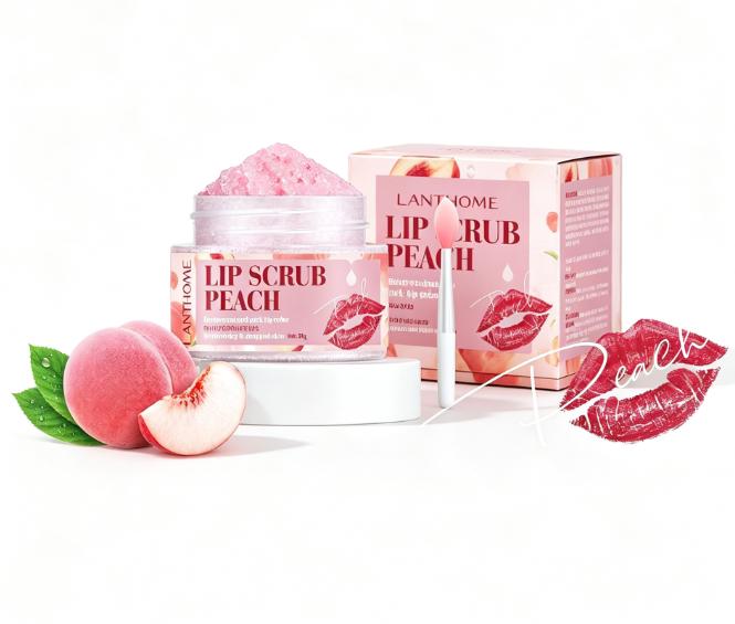 LANTHOME Peach Lip Scrub Exfoliator, Moisturizing,
