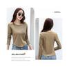 [OKJCON] Ladies T-shirt Long Sleeve Spring Plain Color Casual Fashionable Large Size (JP, Alphabet, L, Khaki)