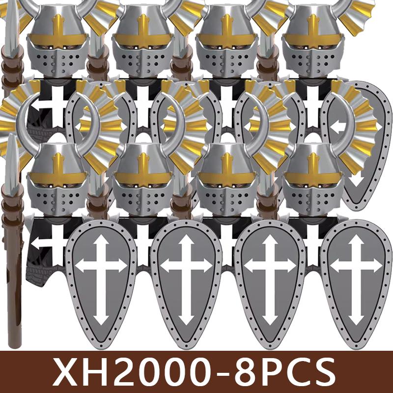 Medieval Roman Soldier Figures Building Blocks MIlitary Castle Warrior Hospital Templar Knight Flag Cloak Accessories Bricks Toy