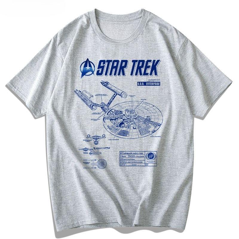Star Trek: Hvězdná loď Enterprise prozkoumává Sci-fi film s krátkým rukávem z čisté bavlny s potiskem Pánské a dámské
