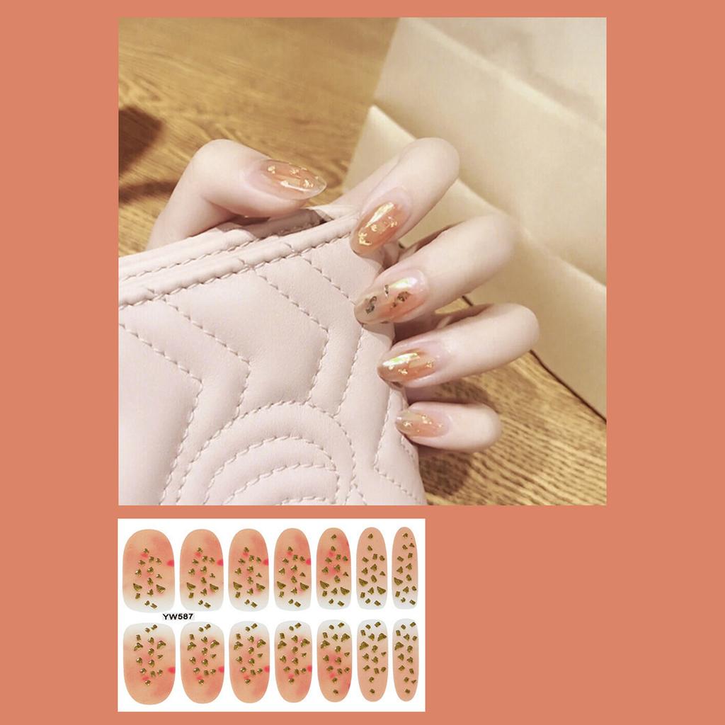 14pcs/sheet Press On Nail Red Smudge Nail Sticker Finished Manicure Quick Nial