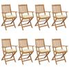 Folding Garden Chairs Set of 8 with Cushions Acacia Wood