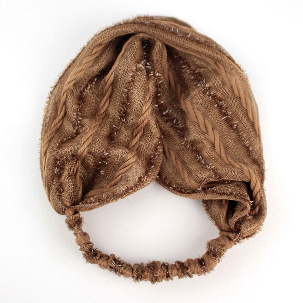 Hoop Elastic Hair Band Shiny Stripe Wide Hair Band Mesh Hairbands Women Headband Korean Headwear
