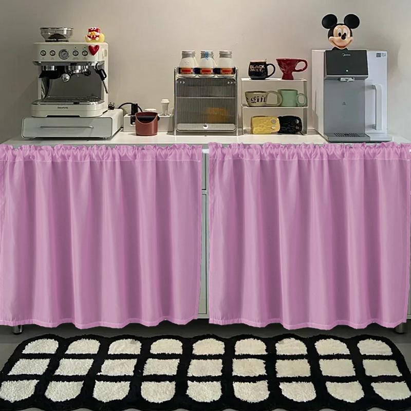 White Chiffon Waterproof Half Curtain Short Kitchen Cabinet Sundry Shade Partition Curtain Dining Table Table Skirt