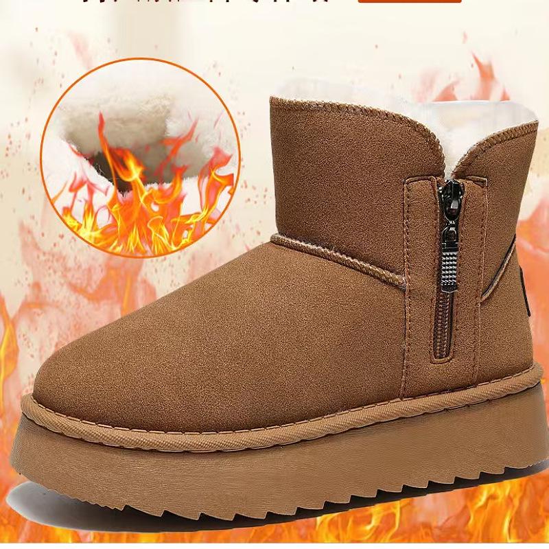 Women's Winter Snow Boots: Thickened Velvet, Warm, Thick-Soled, Side Zipper, Non-Slip, Comfortable Cotton Boots for Students