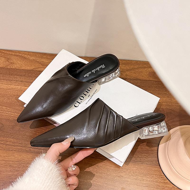 Fashion 2025 New Baotou Half Slippers Female Summer Wear Muller Shoes Sandals Woman Shoes High Heels Sexy Shoes for Women Sandals