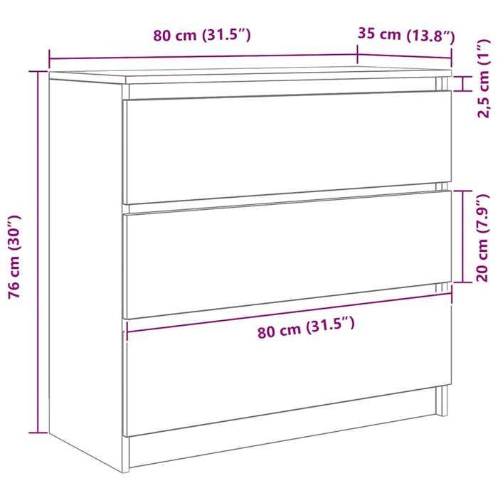 VidaXL Buffet Black Oak 80x35x76 Cm Engineered Wood, Storage Cabinet, Kitchen Storage Cabinet, Furniture of 861734