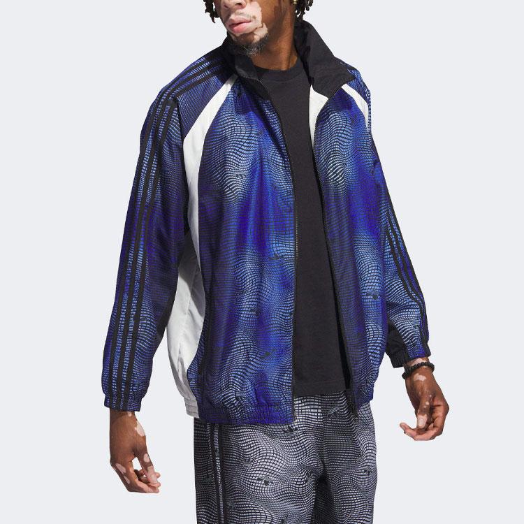Adidas Originals Patterned Stand Collar Long Sleeve Jacket Men Jacket Blue Black IL2334