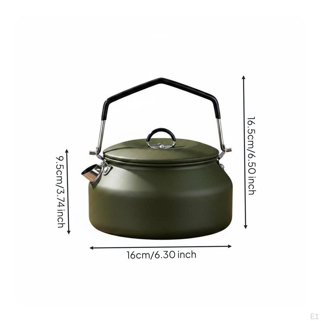 1L Hiking Kettle 304 Stainless Steel Camping Folding Handle Portable Water Boiler for