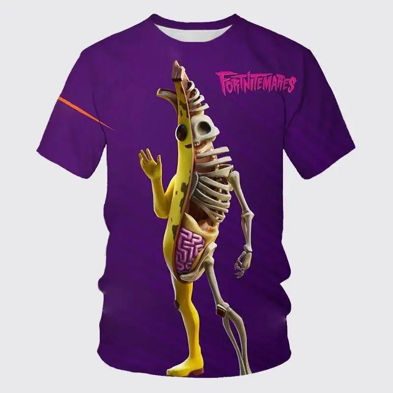 2024 Casual Fruit Design Fun Banana 3D Printed T-shirt New Fashion Unisex Hip Hop Street Short Sleeve Top T-shirt New Kids Shirt