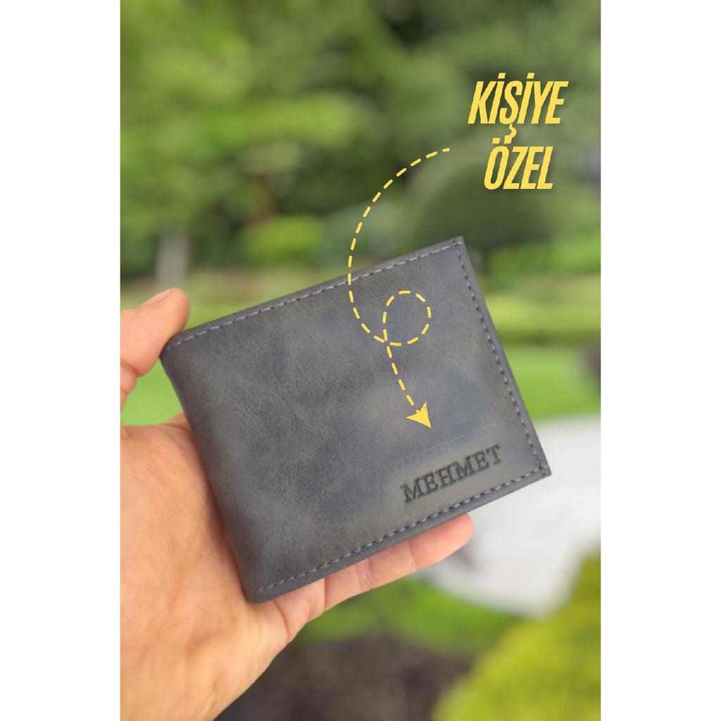 Portefeuille Homme Noir Nom Imprimé Personnalisé