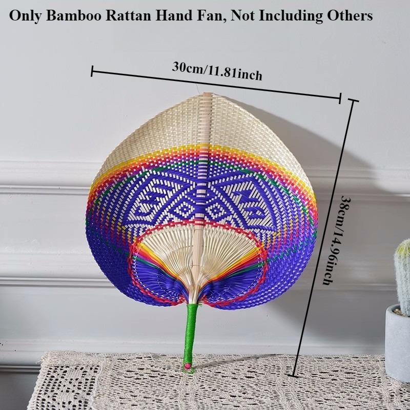 1PC Pure Handmade Peach Shaped Bamboo Woven Fan/ Bamboo Rattan Hand Fan Summer Cooling Supplies Hand Cranked Fan /mini Fan/