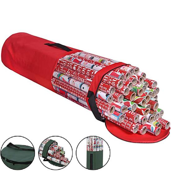 Gift Wrapping Paper Storage Bag Organizer with Handle Zipper Closure Large Capacity