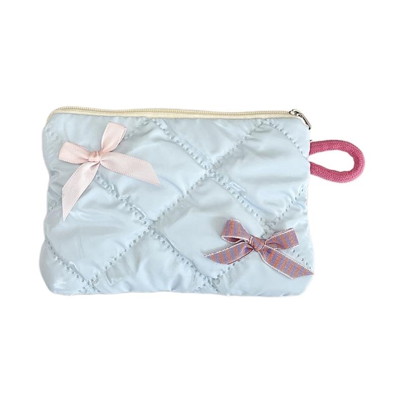 

Polyester Bowknot Cosmetic Pouch Versatile Portable Organizers for Travel and Daily Accessories світло-синій колір