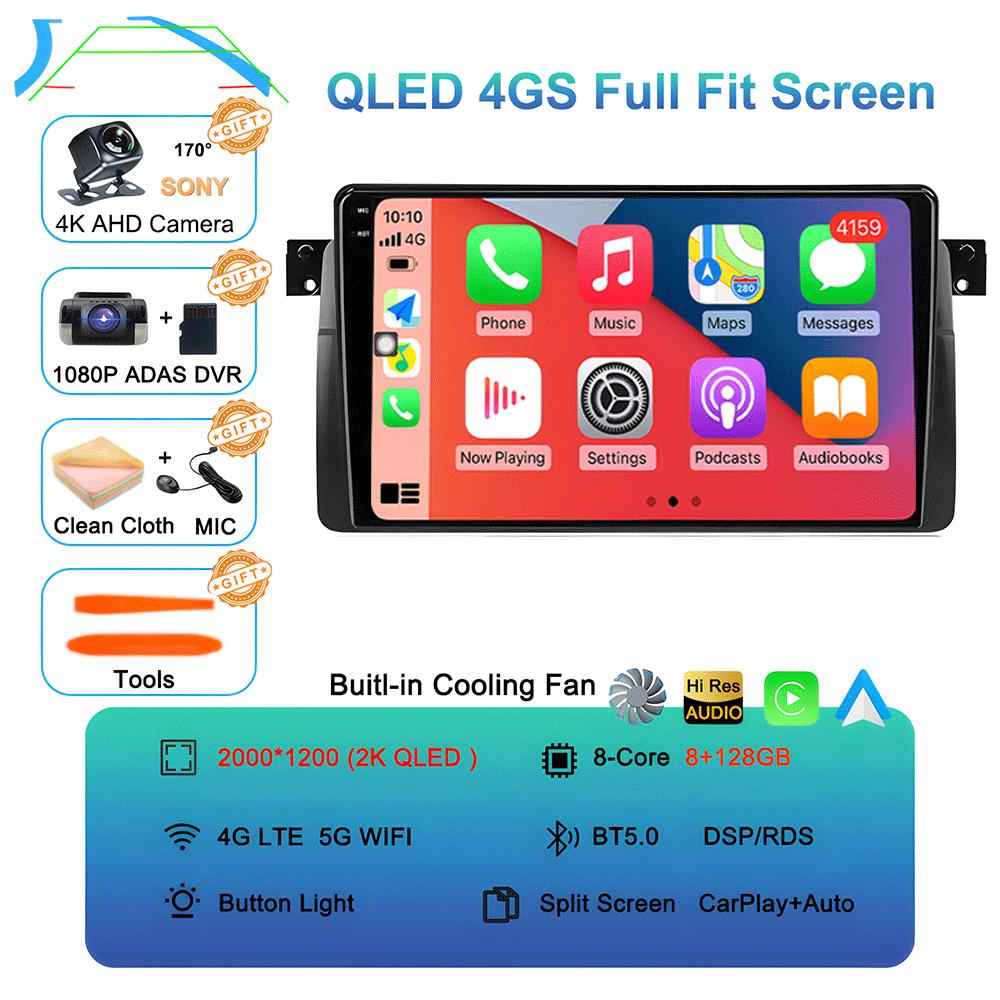 Android 14 Car Radio For BMW E46 M3 1998-2006 Multimedia Video Player 2Din 4G WIFI GPS Navigation Carplay Head Unit 360 Camera