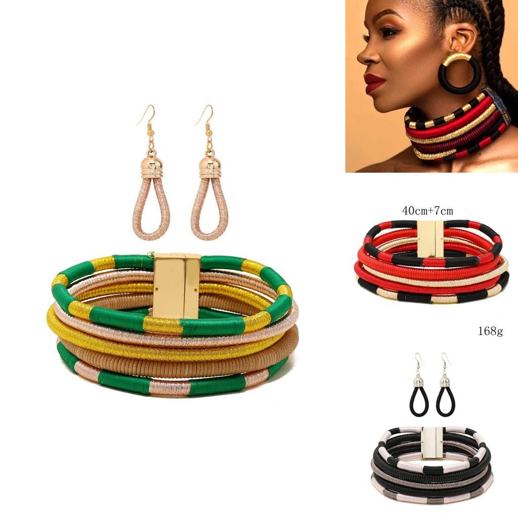 African Flare Jewelry Set With Electroplated Alloy Chains And Celestial Pattern Accessories For Women
